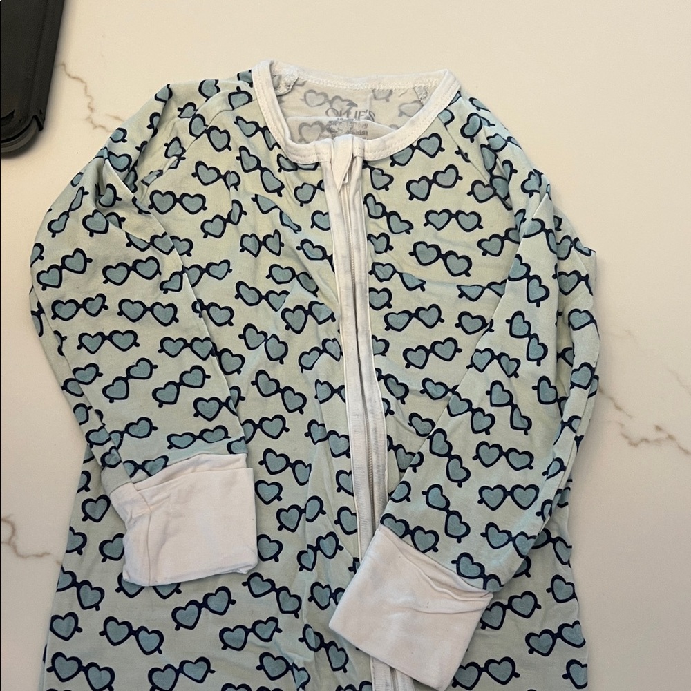 Heart Patterned Kids Footie